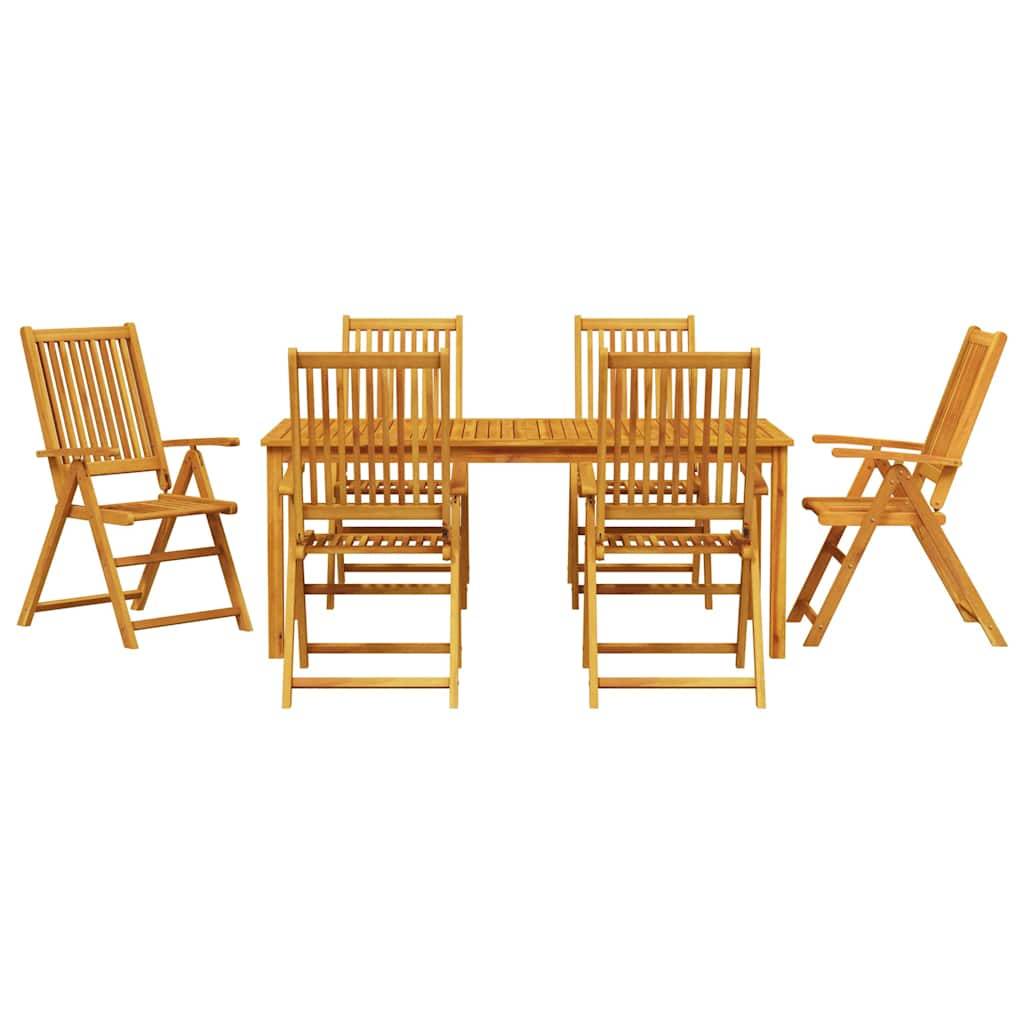 ComfortXL - Table et chaises de jardin pliantes Bois d'acacia massif pour 6 convives sur patio ou balcon Marron – ComfortXL Outdoor Living - Image 7