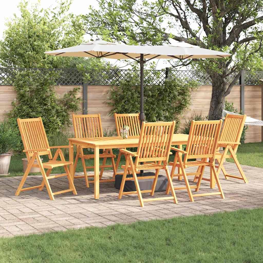 ComfortXL - Table et chaises de jardin pliantes Bois d'acacia massif pour 6 convives sur patio ou balcon Marron – ComfortXL Outdoor Living - Image 1