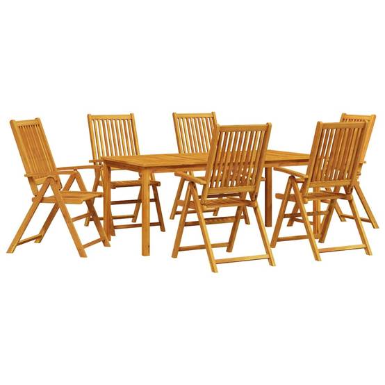 ComfortXL - Table et chaises de jardin pliantes Bois d'acacia massif pour 6 convives sur patio ou balcon Marron – ComfortXL Outdoor Living - Image 2