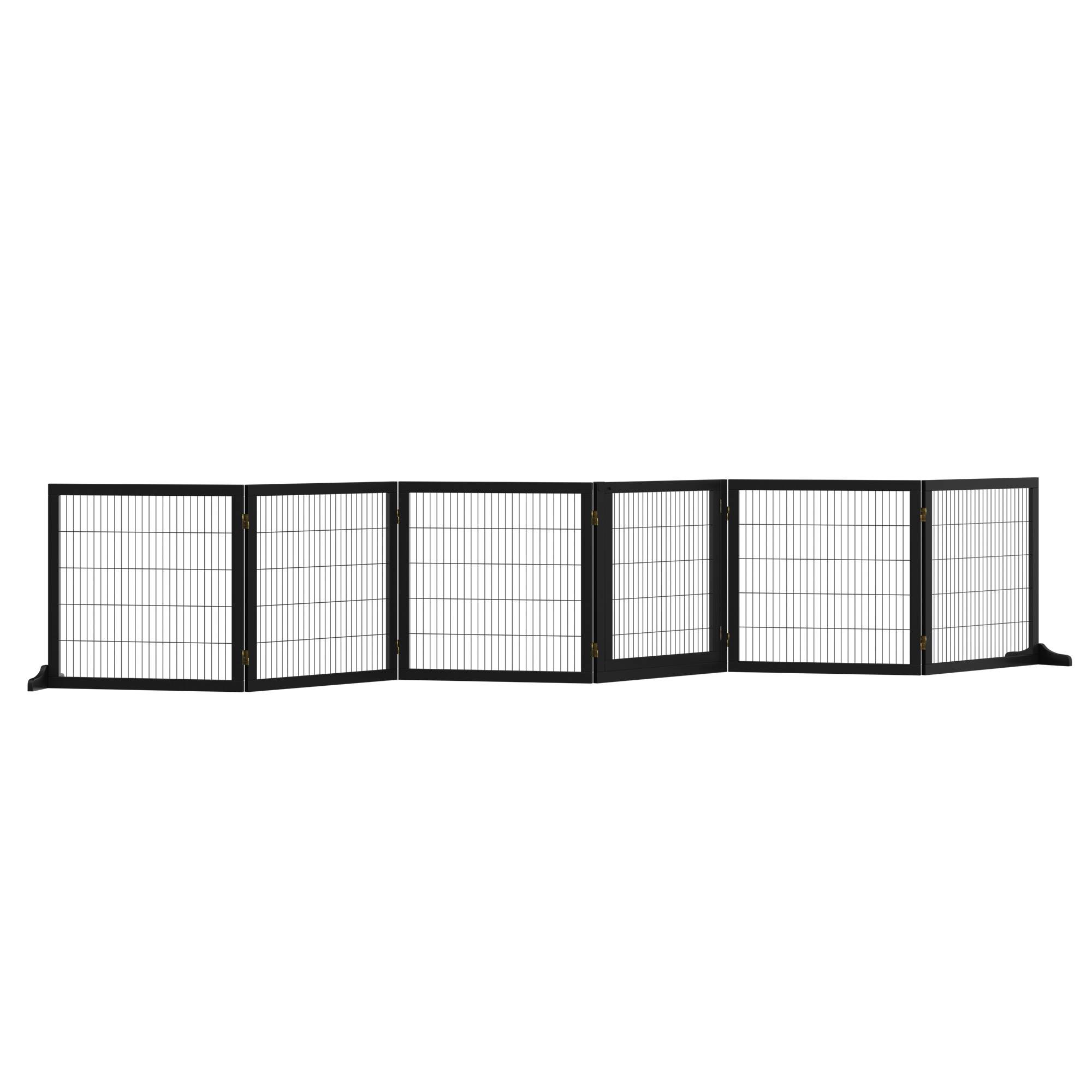 Barrière pour chien pliable 432 x 36 x 70 cm, pin, noir - Image 1