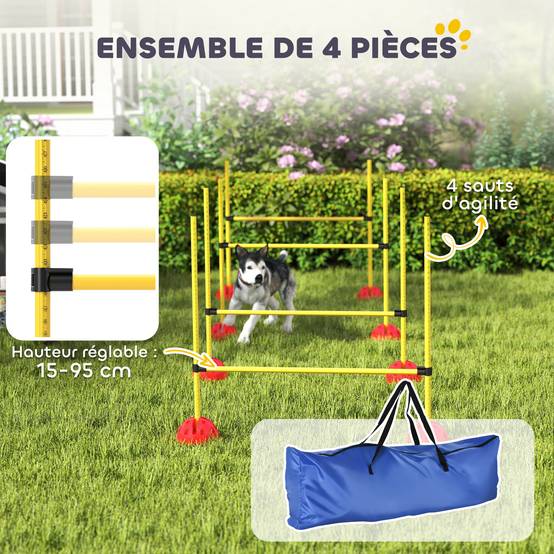 Kit d'agilité pour chien ABS jaune et orange 124 x 19.5 x 103 cm - PANGIVO - Image 6