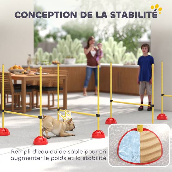 Kit d'agilité pour chien ABS jaune et orange 124 x 19.5 x 103 cm - PANGIVO - Image 9