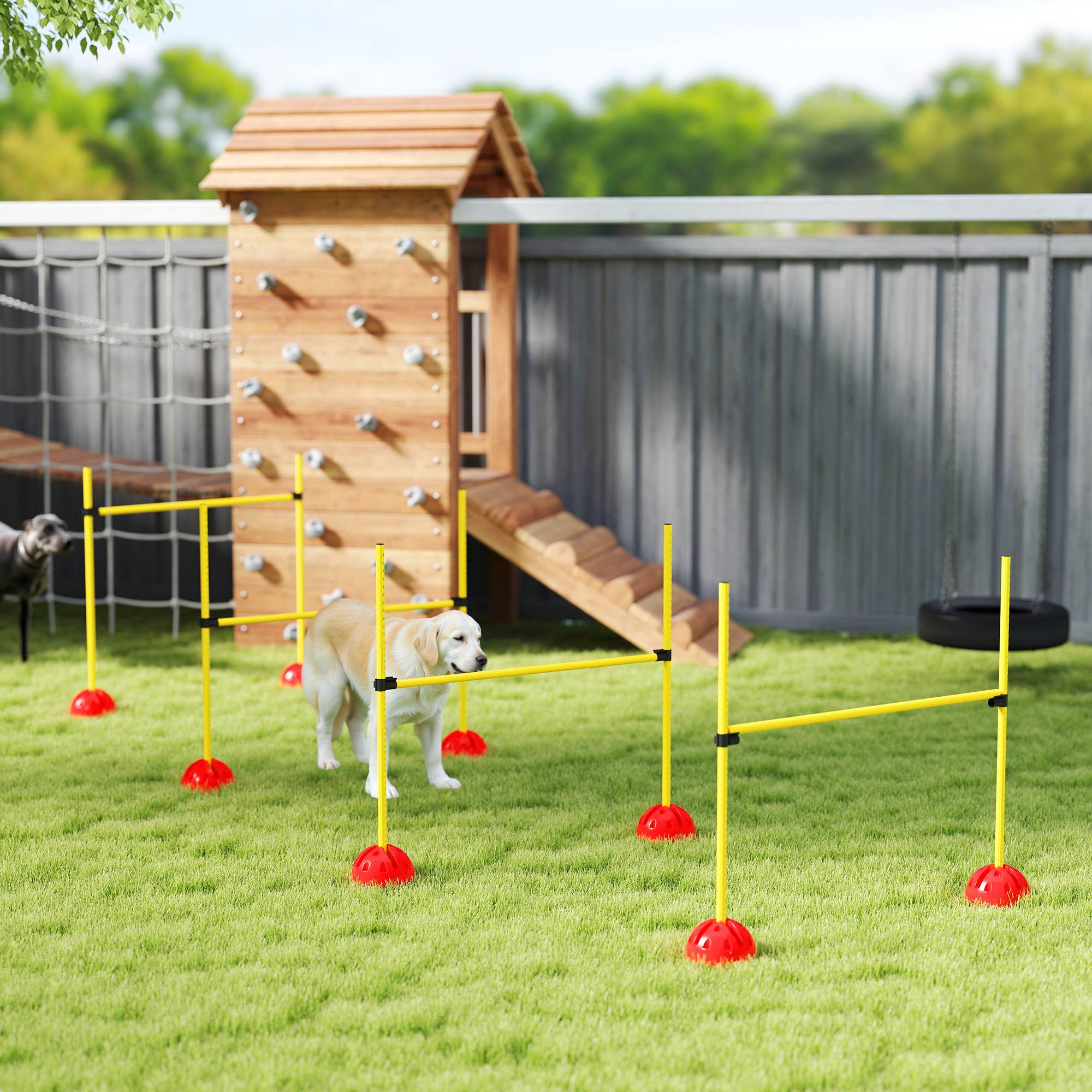Kit d'agilité pour chien ABS jaune et orange 124 x 19.5 x 103 cm - PANGIVO - Image 4