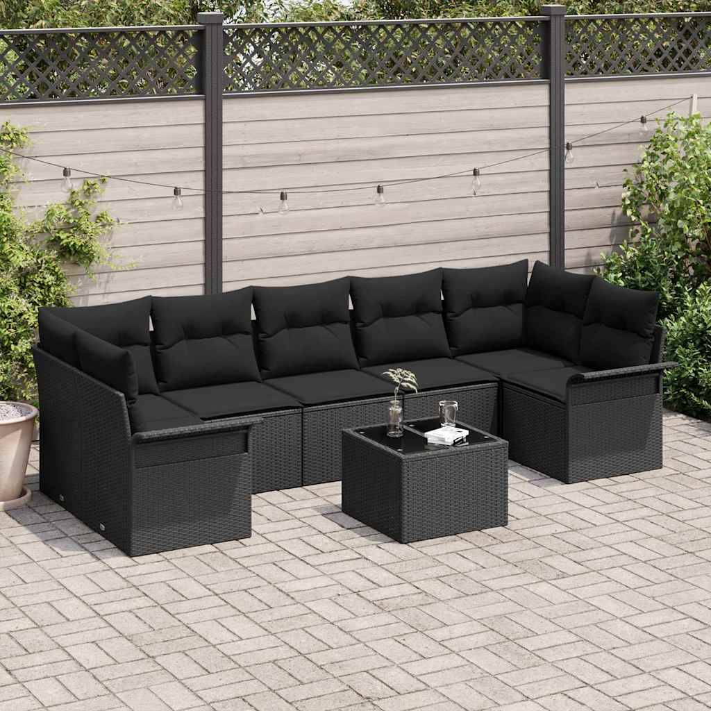 ComfortXL - Canapé Extérieur Durable 8 pcs Résine Tressée Cadre Acier Table Basse Verre Noir – ComfortXL Outdoor Living - Image 1