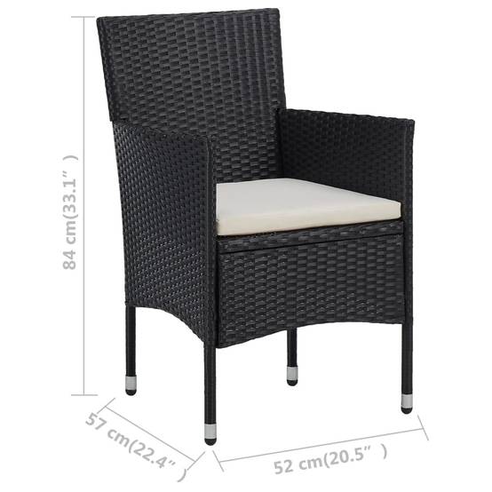 Vidaxl - Chaises de jardin lot de 2 Résine tressée Noir vidaXL 46179 - Image 3