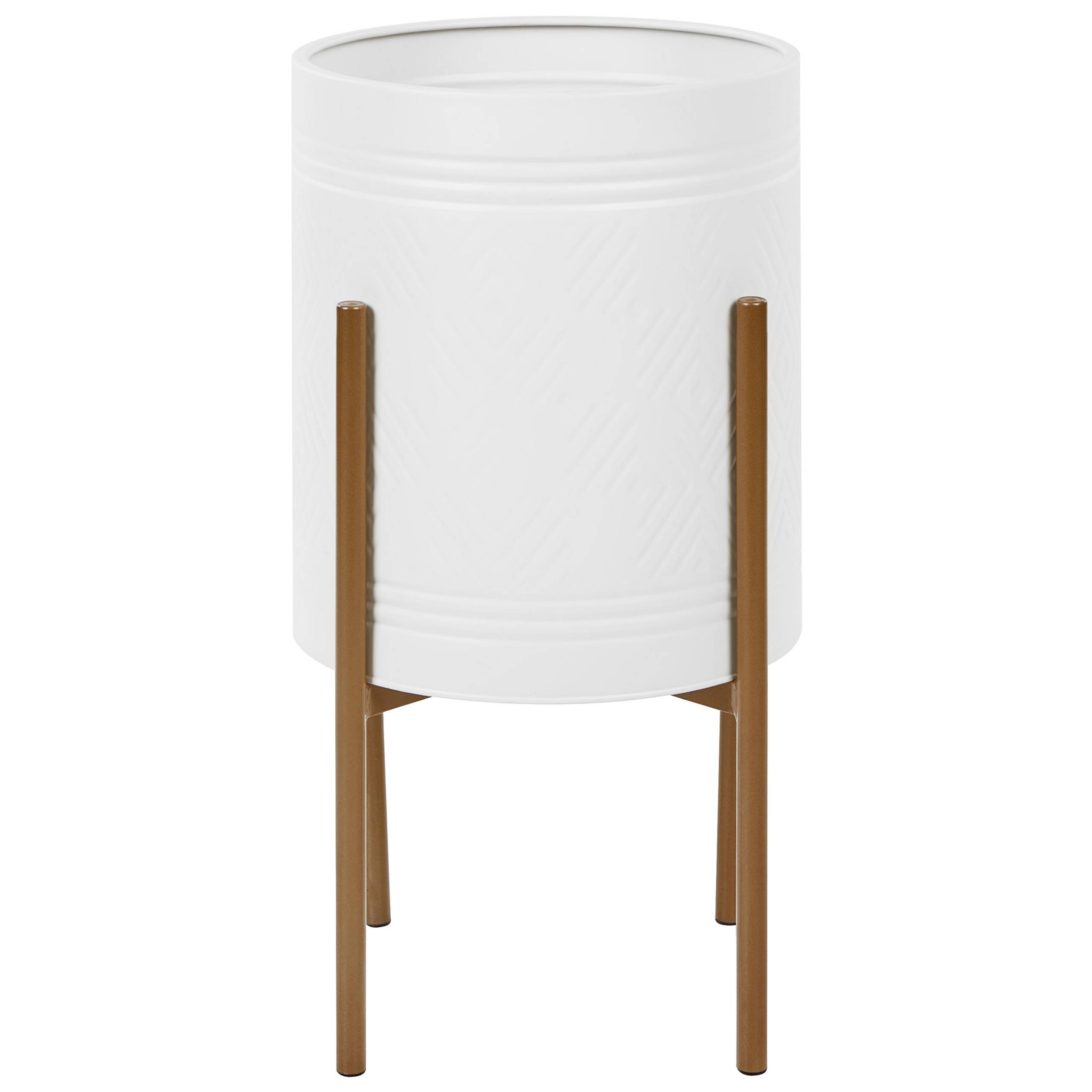 Beliani - Pot de Fleurs Blanc en Métal 31 x 31 x 58 cm sur Pieds Intérieur Extérieur Style Moderne - Image 1