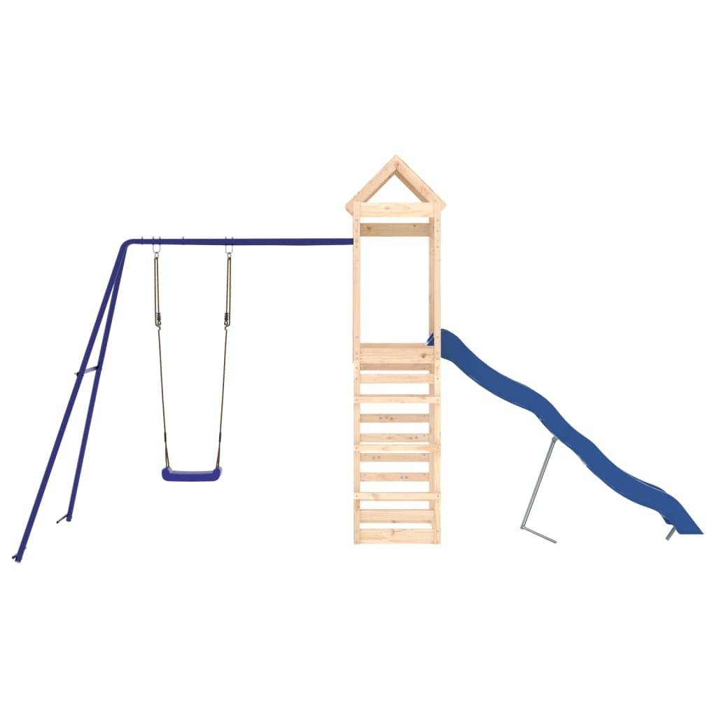 Helloshop26 - Aire de jeux d'extérieur balançoires toboggan portiques robuste jeux jardin 185 x 185 x 186 cm bois de pin massif - Image 2