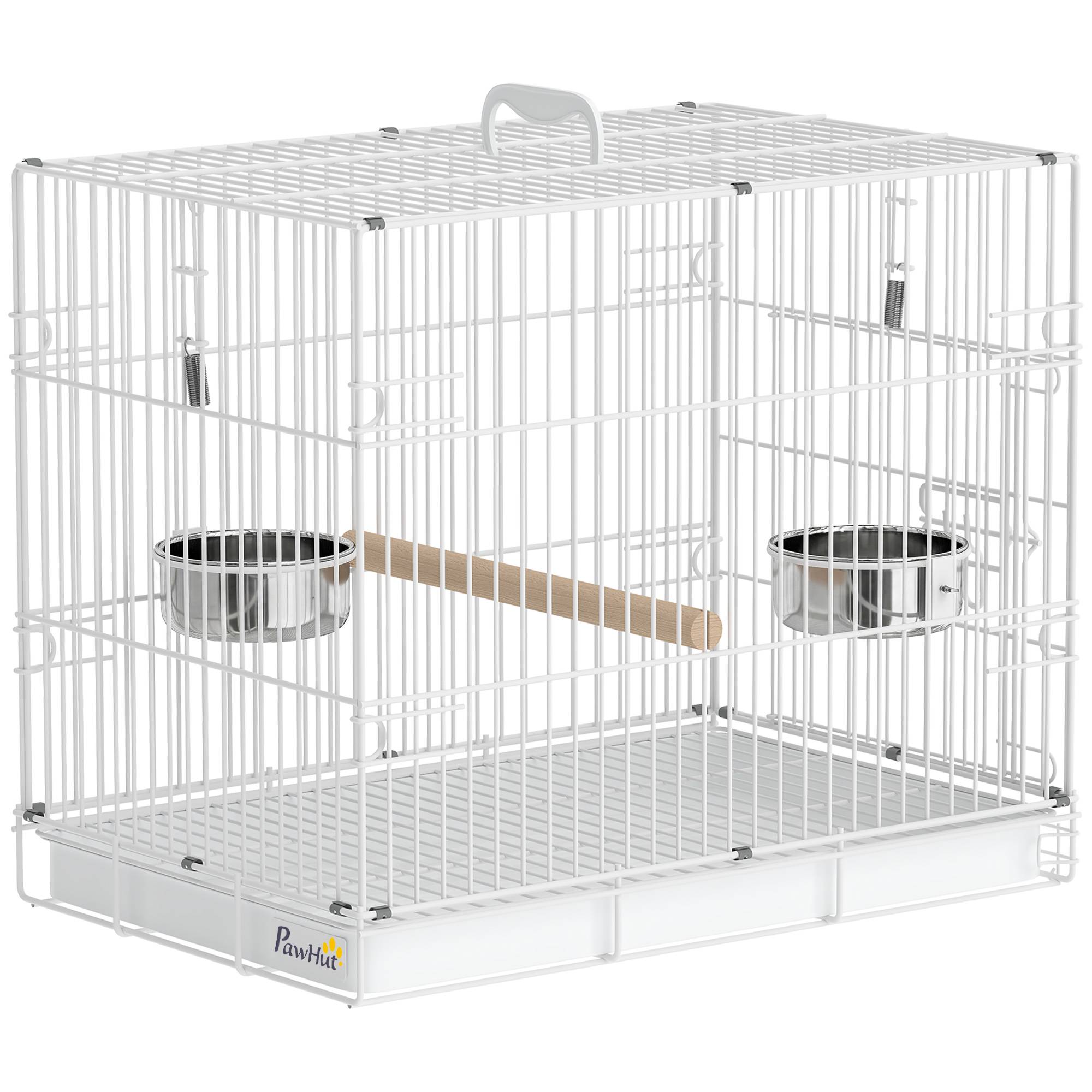 ComfortXL - Cage de transport pliable acier blanc pour petits oiseaux avec perchoir bois et gamelles inox voyage - Image 10