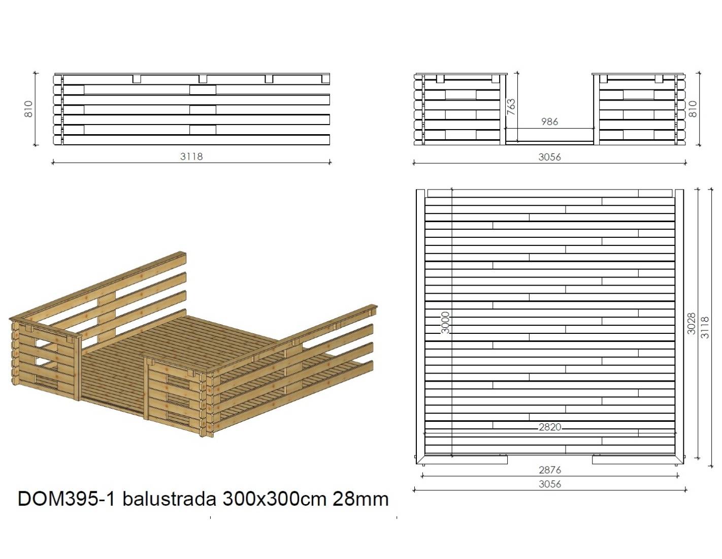 Altanka - Abri de jardin en bois - 3x2 m + terrasse avec balustrade et avant-toit en bois - 15 m2 - DOM420+DOM394+DOM395+POD04 - ALTANKA - Image 5