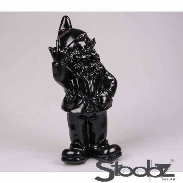 Stoobz - Nain de jardin en résine doigt d'honneur 7 x 8 x 20 cm Noir Stoobz - Image 4