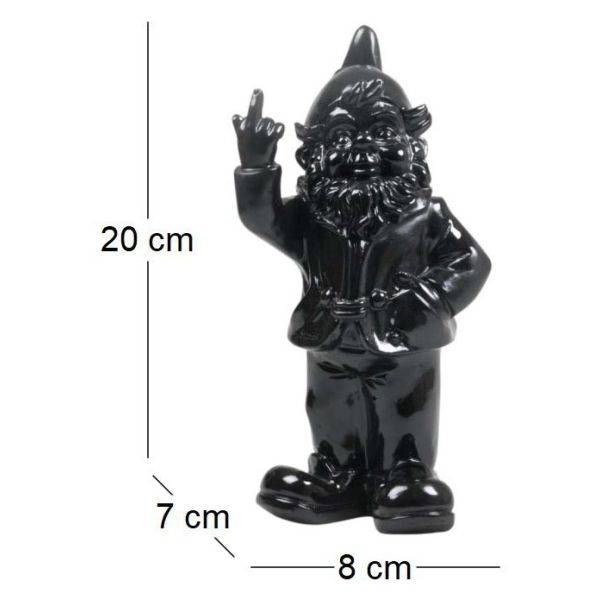 Stoobz - Nain de jardin en résine doigt d'honneur 7 x 8 x 20 cm Noir Stoobz - Image 3