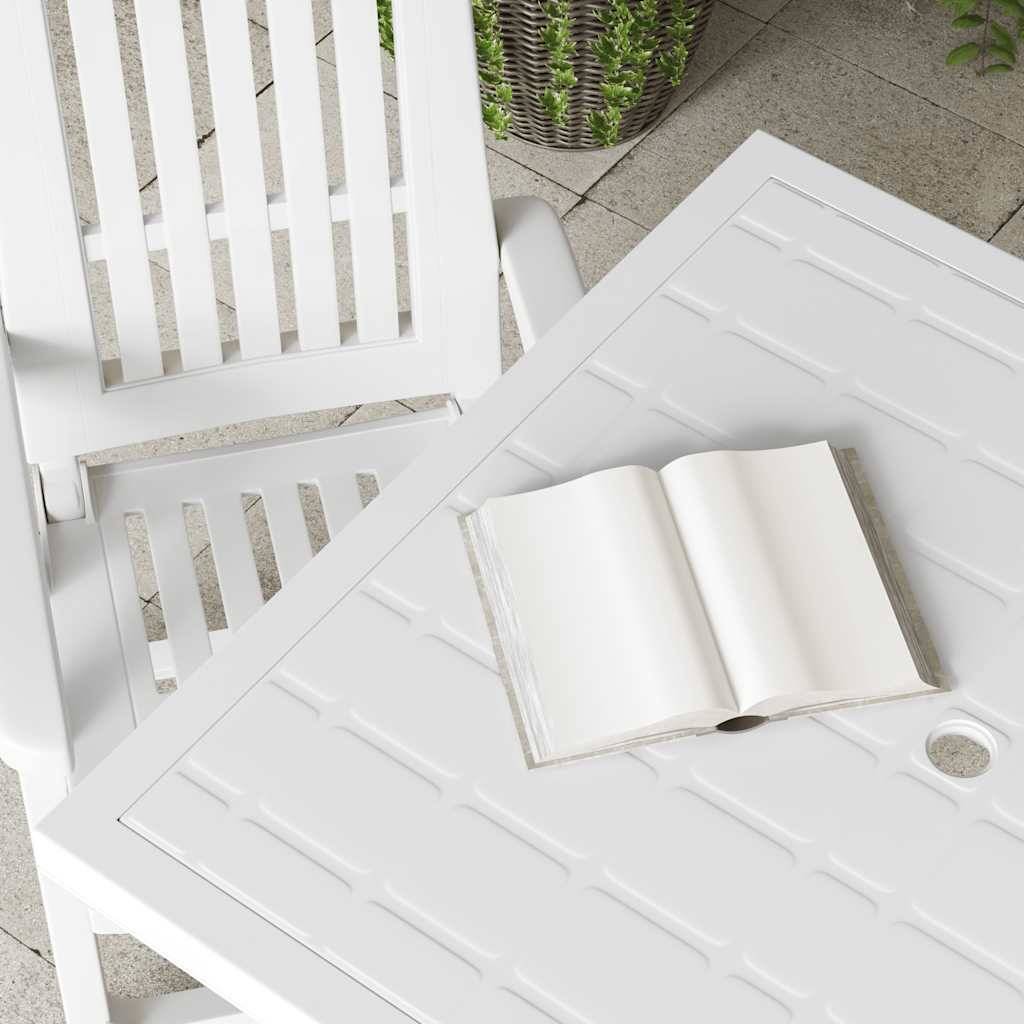 Table de jardin plastique blanc 80 x 75 x 72 cm - PANGIVO - Image 4