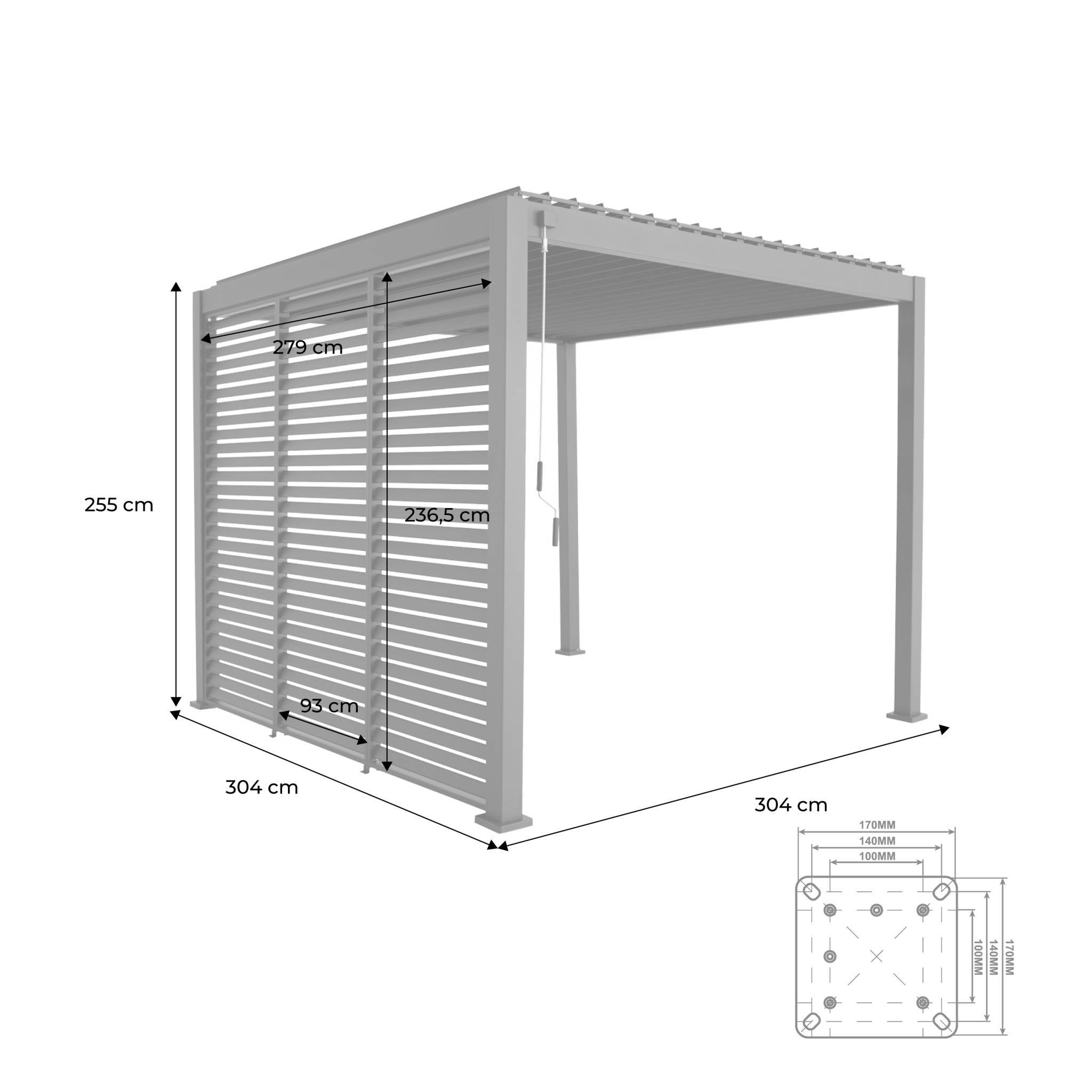 sweeek - Pergola bioclimatique aluminium 3x3 m V2 lames orientables + 3 persiennes TRIOMPHE blanc | sweeek - Image 4