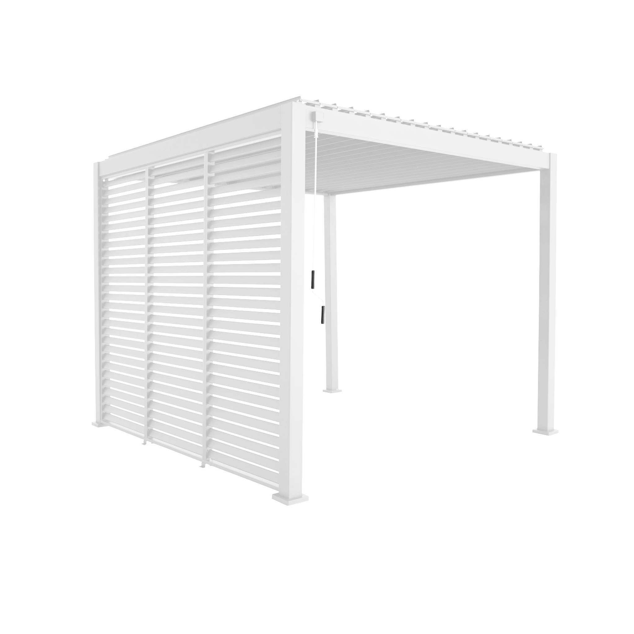 Pergola bioclimatique aluminium 3x3 m V2 lames orientables + 3 persiennes TRIOMPHE blanc | sweeek - Image 2