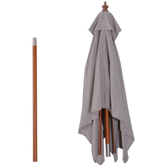 Parasol rectangulaire inclinable pour terrasse 200 x 150 x 235 cm avec mât en bois gris imperméable et anti-UV - Image 9