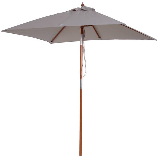 Parasol rectangulaire inclinable pour terrasse 200 x 150 x 235 cm avec mât en bois gris imperméable et anti-UV - Image 2