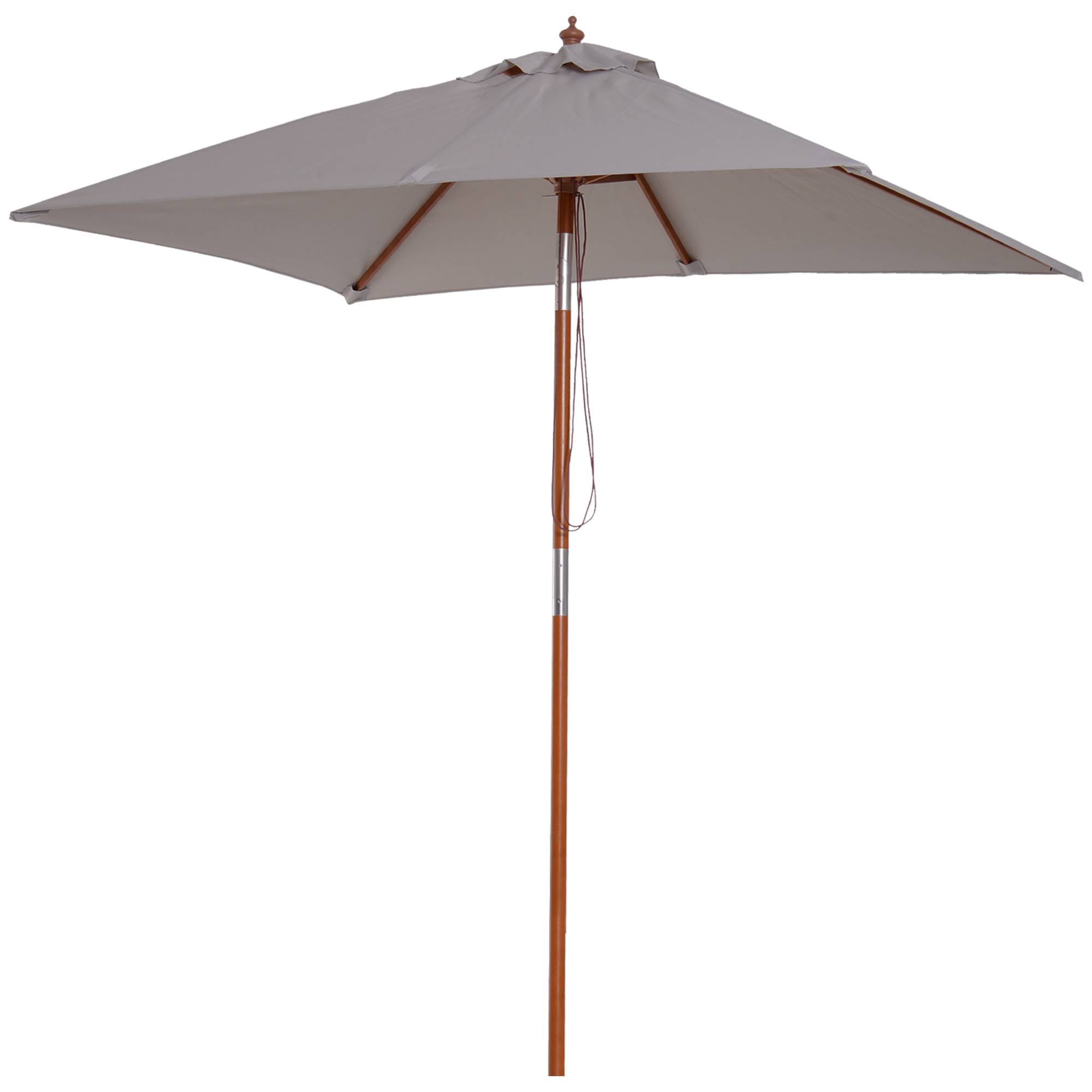 Parasol rectangulaire inclinable pour terrasse 200 x 150 x 235 cm avec mât en bois gris imperméable et anti-UV - Image 2