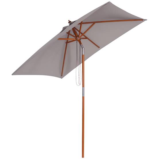Parasol rectangulaire inclinable pour terrasse 200 x 150 x 235 cm avec mât en bois gris imperméable et anti-UV - Image 1
