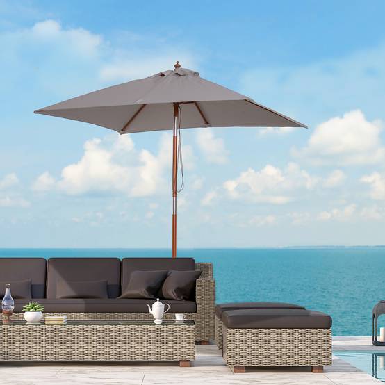 Parasol rectangulaire inclinable pour terrasse 200 x 150 x 235 cm avec mât en bois gris imperméable et anti-UV - Image 4