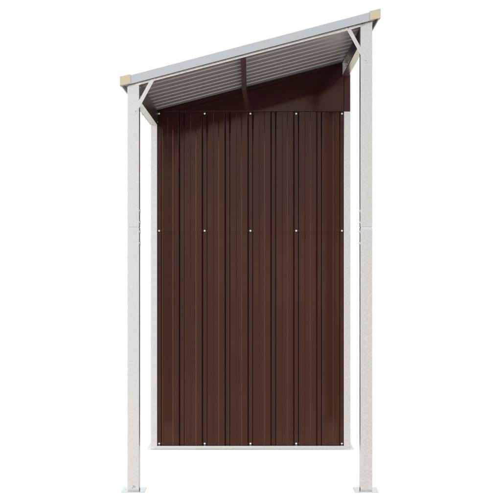 Helloshop26 - Abri de jardin cabane cabanon maison de stockage remise extérieur hangar outils robuste avec toit prolongé 277 x 110,5 x 181 cm acier marron - Image 4