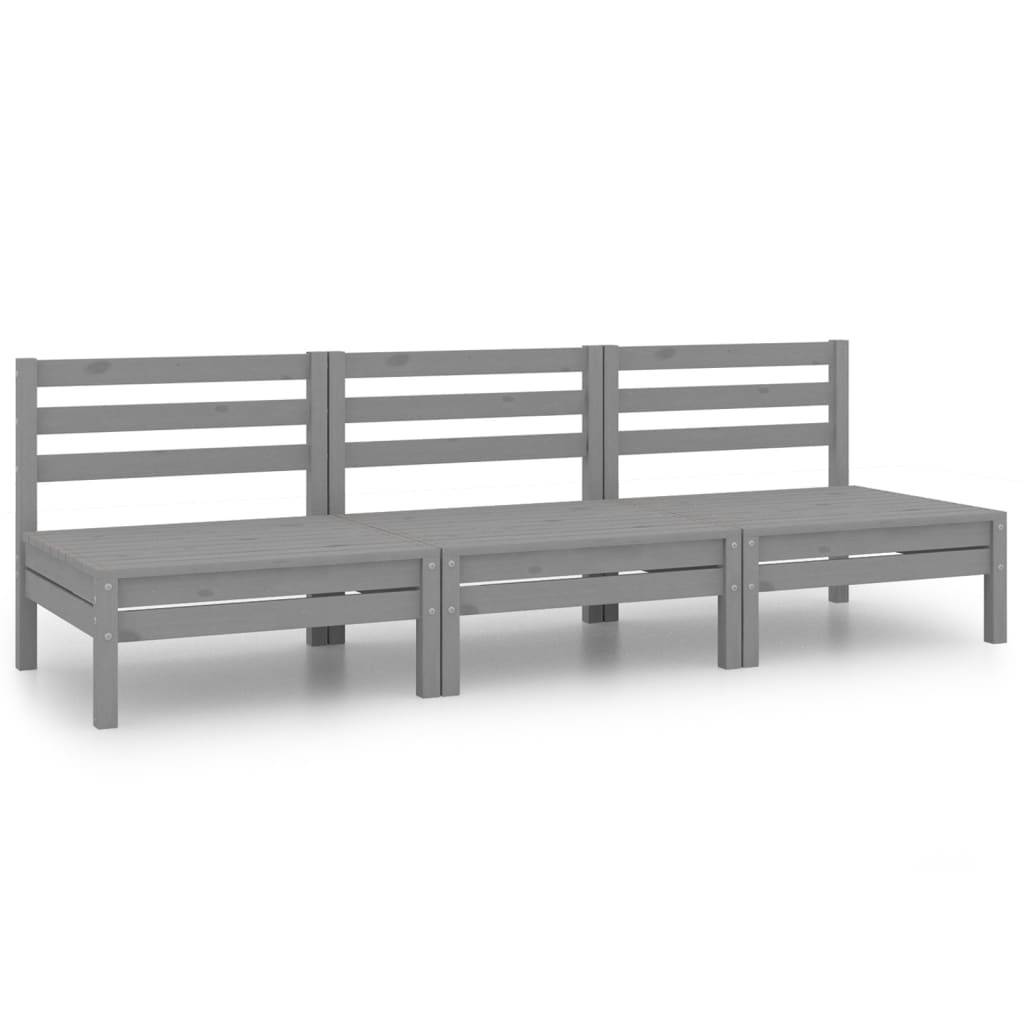 Helloshop26 - Salon de jardin meuble d'extérieur ensemble de mobilier 3 pièces gris bois de pin massif - Image 1