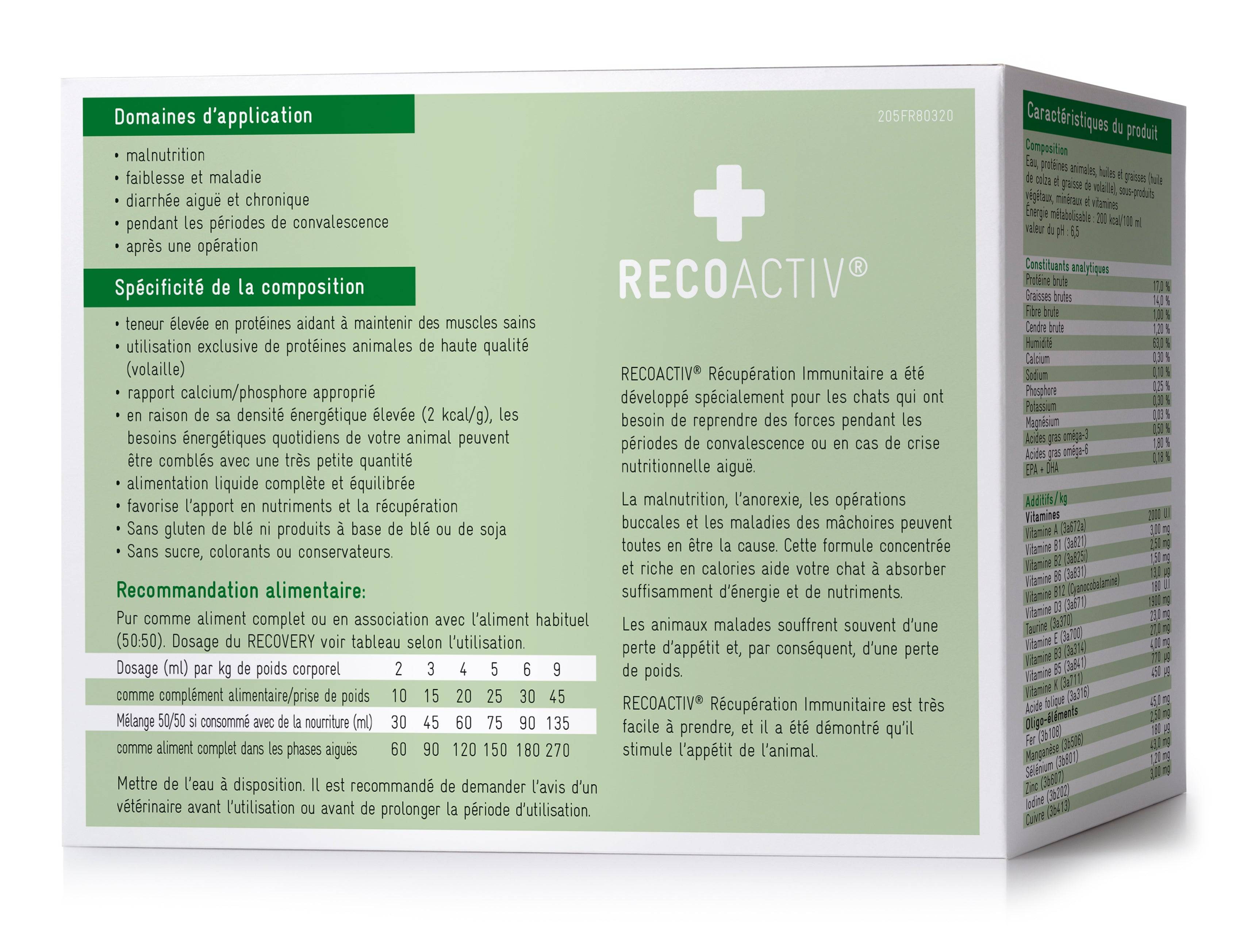 Immunitaire Tonique Recovery Immun pour chats, 3 x 90 ml, en cas de malnutrition, en convalescence, pour la prise de poids - RECOACTIV® - Image 2