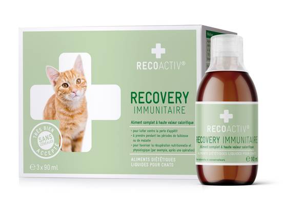 Immunitaire Tonique Recovery Immun pour chats, 3 x 90 ml, en cas de malnutrition, en convalescence, pour la prise de poids - RECOACTIV® - Image 1