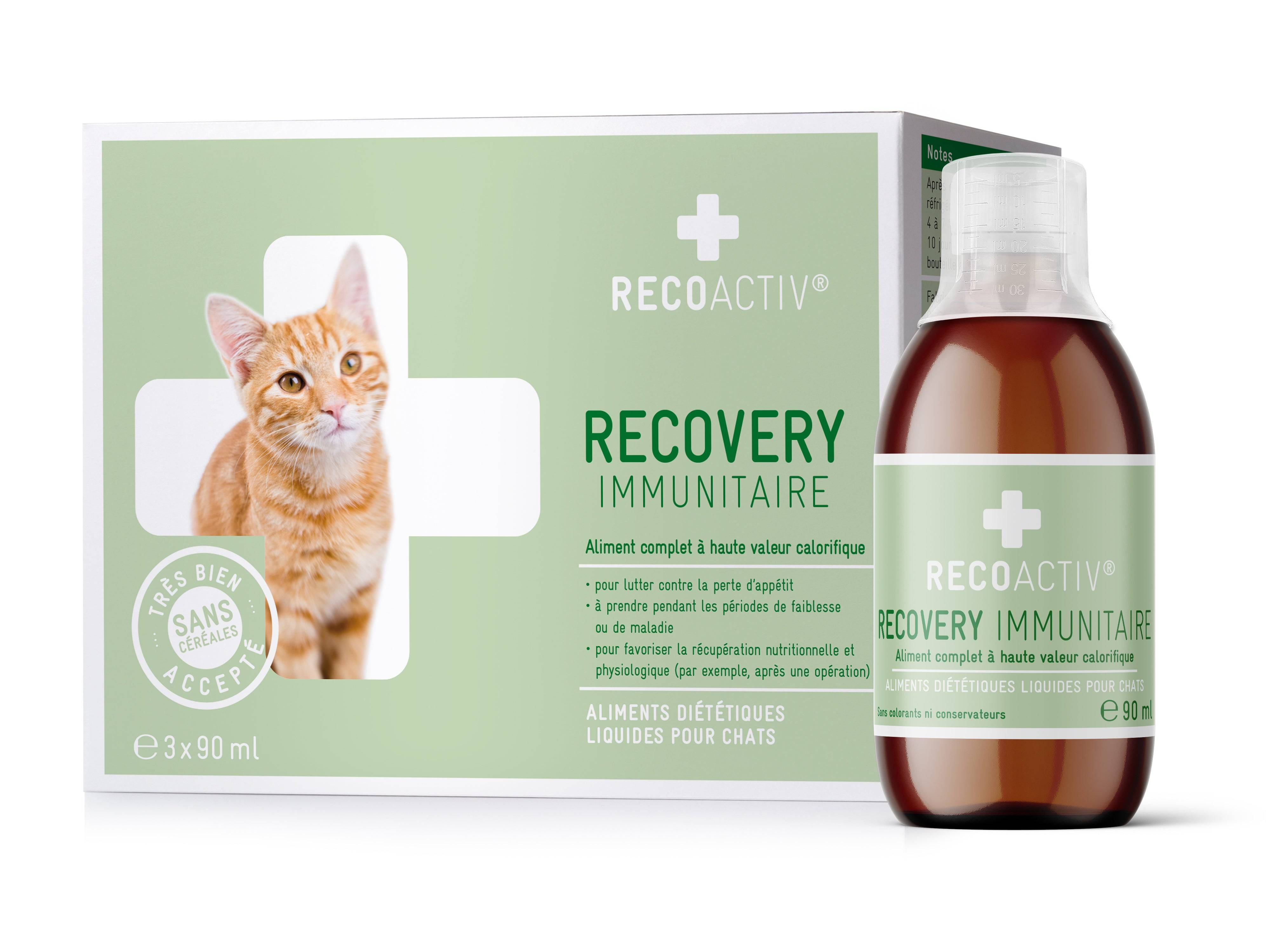 Immunitaire Tonique Recovery Immun pour chats, 3 x 90 ml, en cas de malnutrition, en convalescence, pour la prise de poids - RECOACTIV® - Image 1