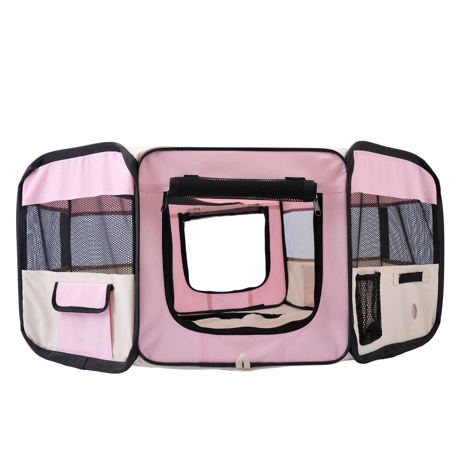 Parc pliable pour chiens et chats, parc portable pour petits animaux, tissu Oxford imperméable, Ø90 x 41 cm, rose - Image 2