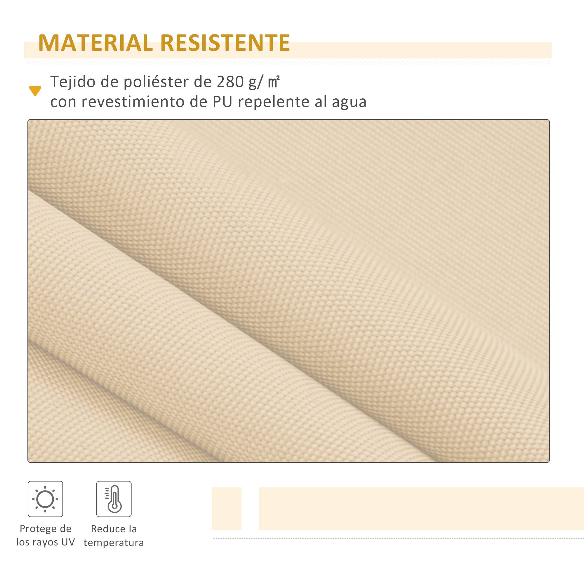 Store mural avec bras articulé et manivelle, structure robuste en aluminium et toile en polyester, 295 x 245 cm, beige - Image 6