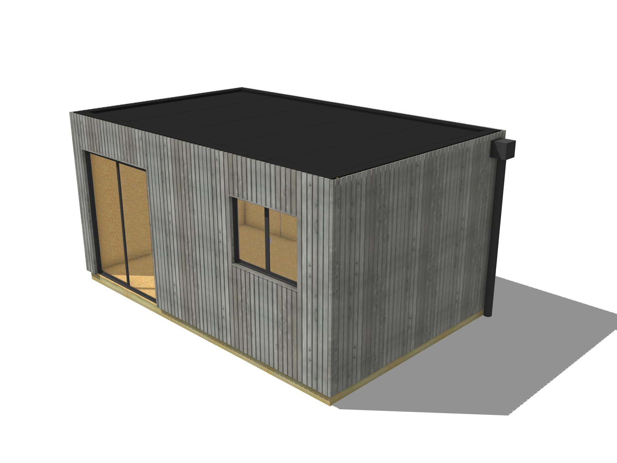 Sans Marque - Bureau de jardin ossature bois en bois 5,5 x 3,5 x 2,7 m avec plancher isolé - Image 2