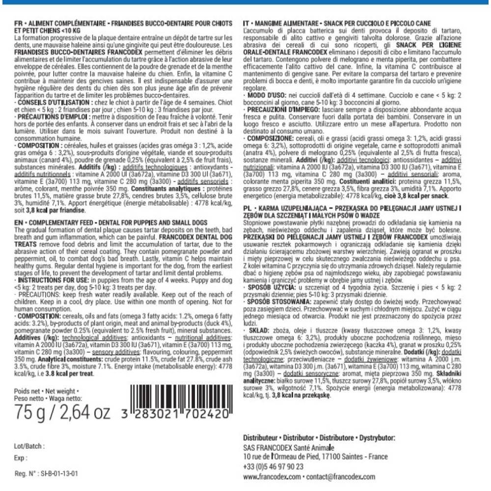 Francodex - Friandises Hygiène Bucco-Dentaire 75g Pour chiot et petit Chien - Image 7