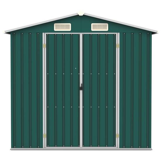 Abri de jardin cabane cabanon maison de stockage remise extérieur hangar outils robuste 205 x 129 x 183 cm acier galvanisé vert - Image 3