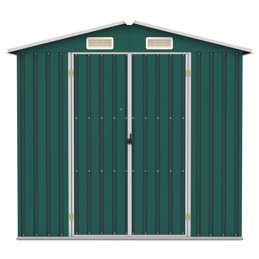 Abri de jardin cabane cabanon maison de stockage remise extérieur hangar outils robuste 205 x 129 x 183 cm acier galvanisé vert - Image 3