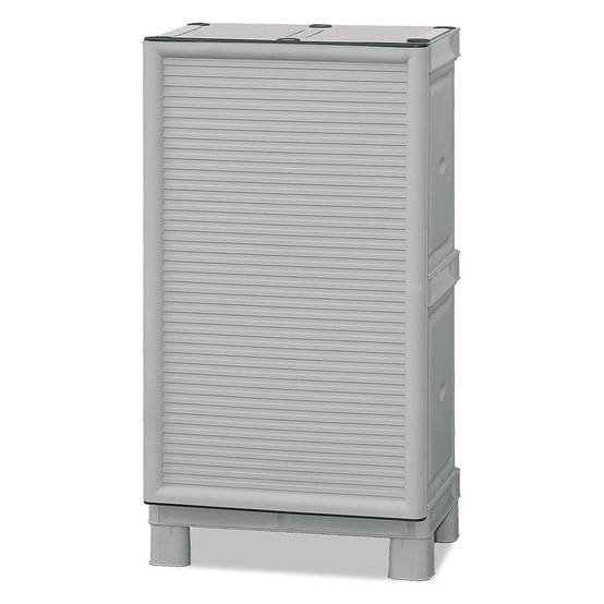Dmora - Armoire d'extérieur Waremme, Mobilier d'extérieur, Armoire de balcon polyvalente, Armoire d'extérieur, Gris clair, 50x39h92 cm - Dmora - Image 4