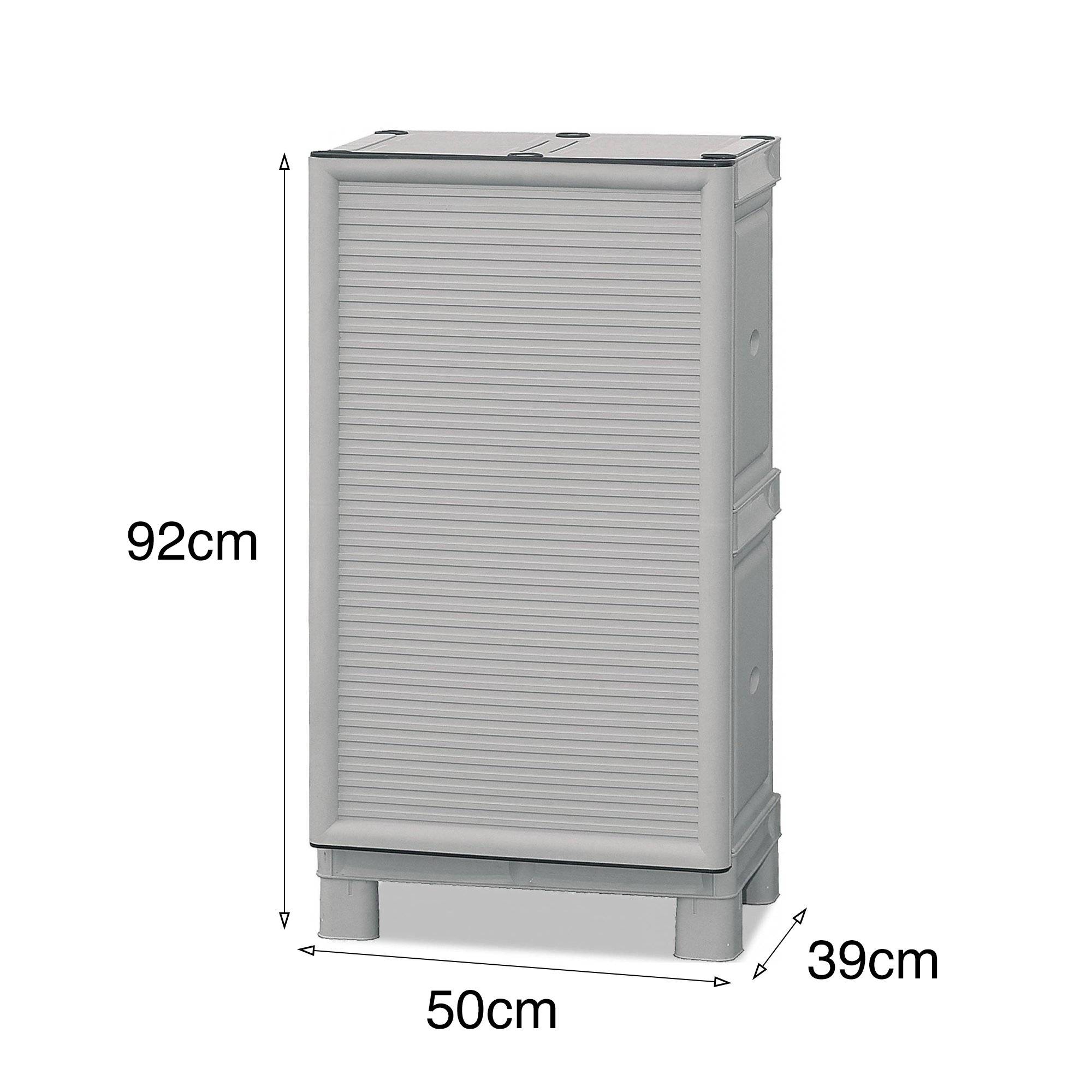 Dmora - Armoire d'extérieur Waremme, Mobilier d'extérieur, Armoire de balcon polyvalente, Armoire d'extérieur, Gris clair, 50x39h92 cm - Dmora - Image 3