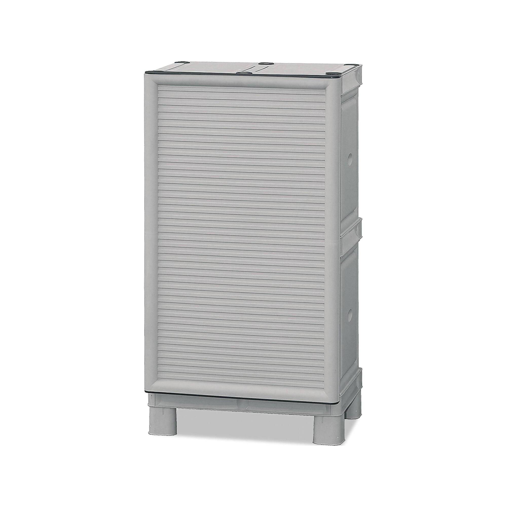 Dmora - Armoire d'extérieur Waremme, Mobilier d'extérieur, Armoire de balcon polyvalente, Armoire d'extérieur, Gris clair, 50x39h92 cm - Dmora - Image 1