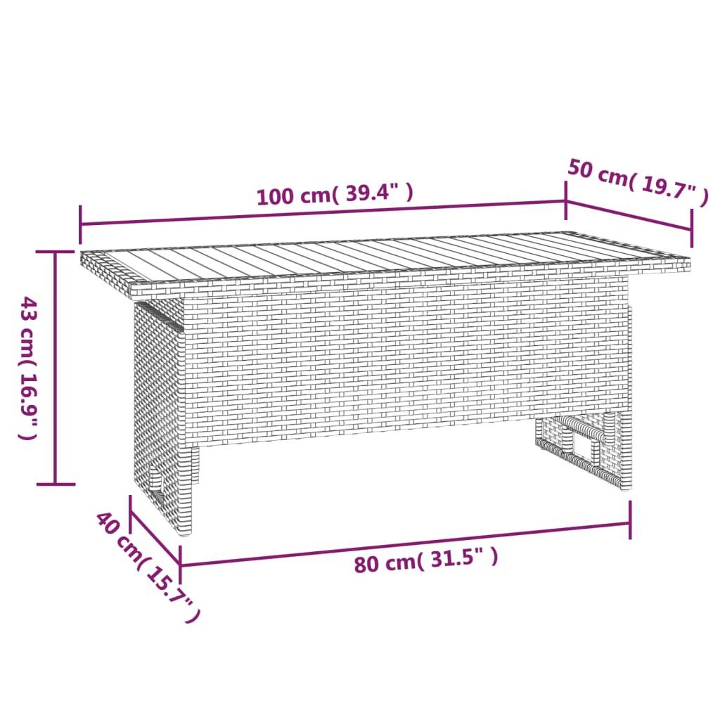 Prolenta Premium - Table bois composite Souad Naturel 100 X 50 X 43/63 cm - P87209N - Image 7