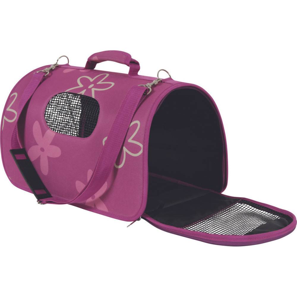 Animallparadise - Panier de transport Flower L couleur prune pour chat ou chien max 8 kg - Image 1