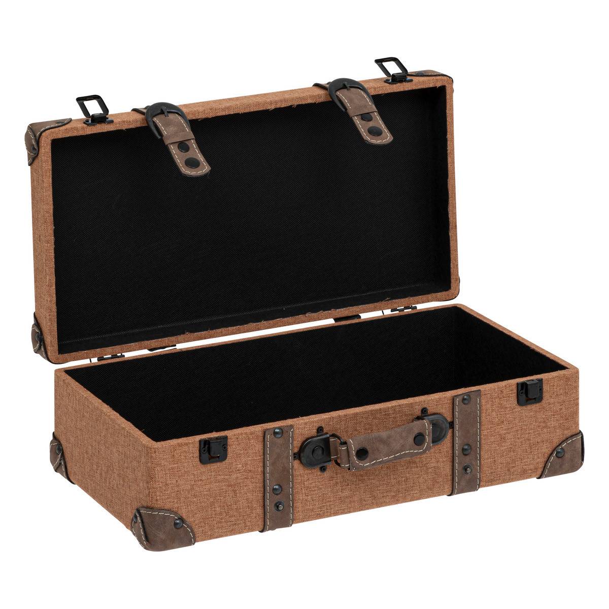 Set de 3 Malles de rangement Marron Caramel style Vintage L 60 L 55 et L 45 cm - Image 10