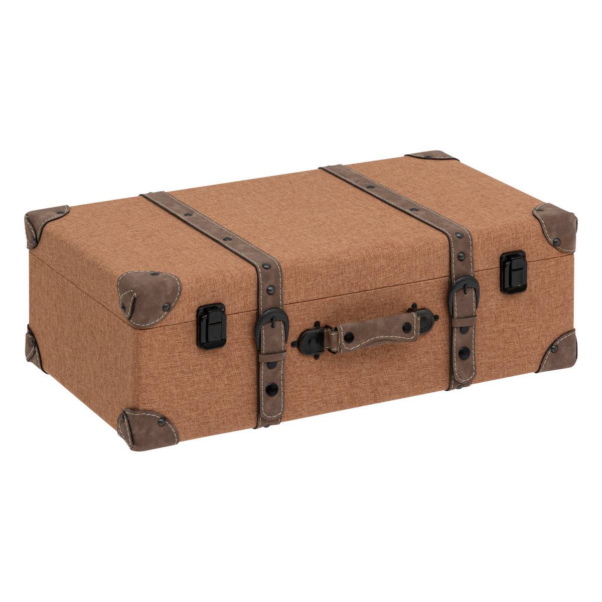 Set de 3 Malles de rangement Marron Caramel style Vintage L 60 L 55 et L 45 cm - Image 6