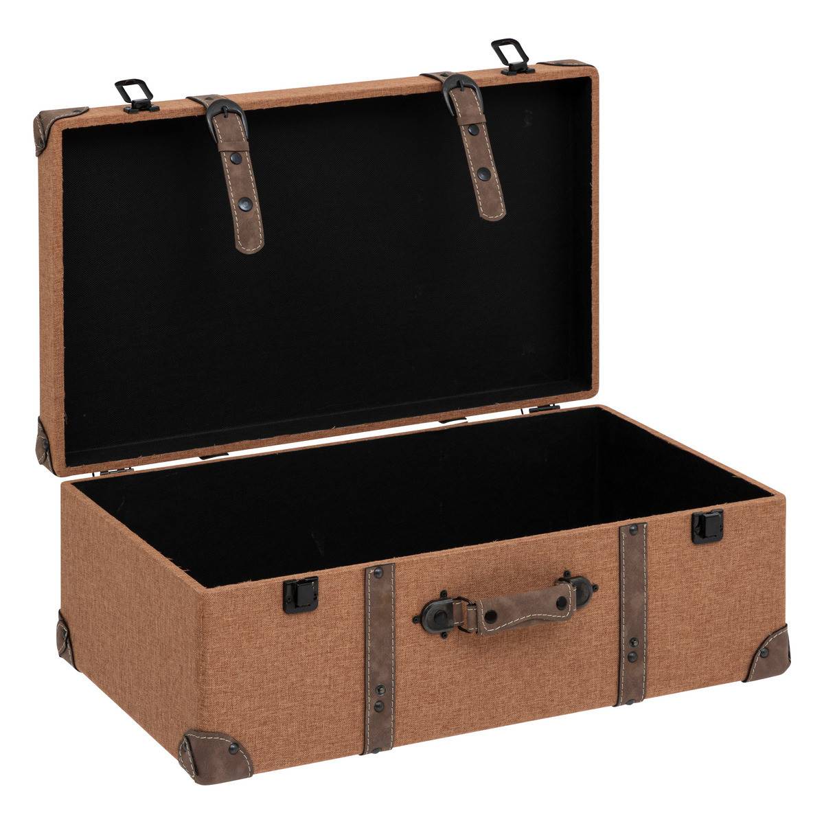 Set de 3 Malles de rangement Marron Caramel style Vintage L 60 L 55 et L 45 cm - Image 2