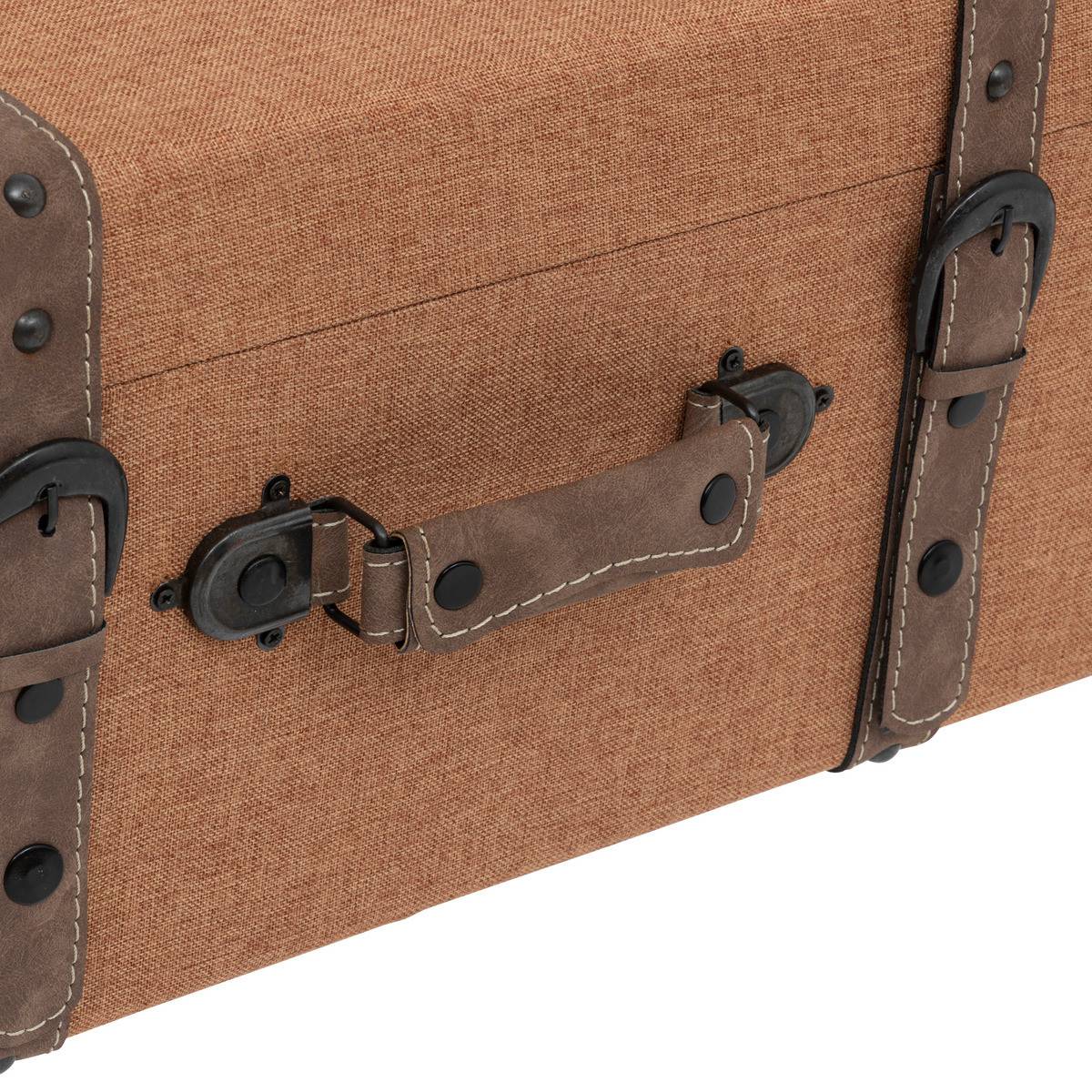 Set de 3 Malles de rangement Marron Caramel style Vintage L 60 L 55 et L 45 cm - Image 4