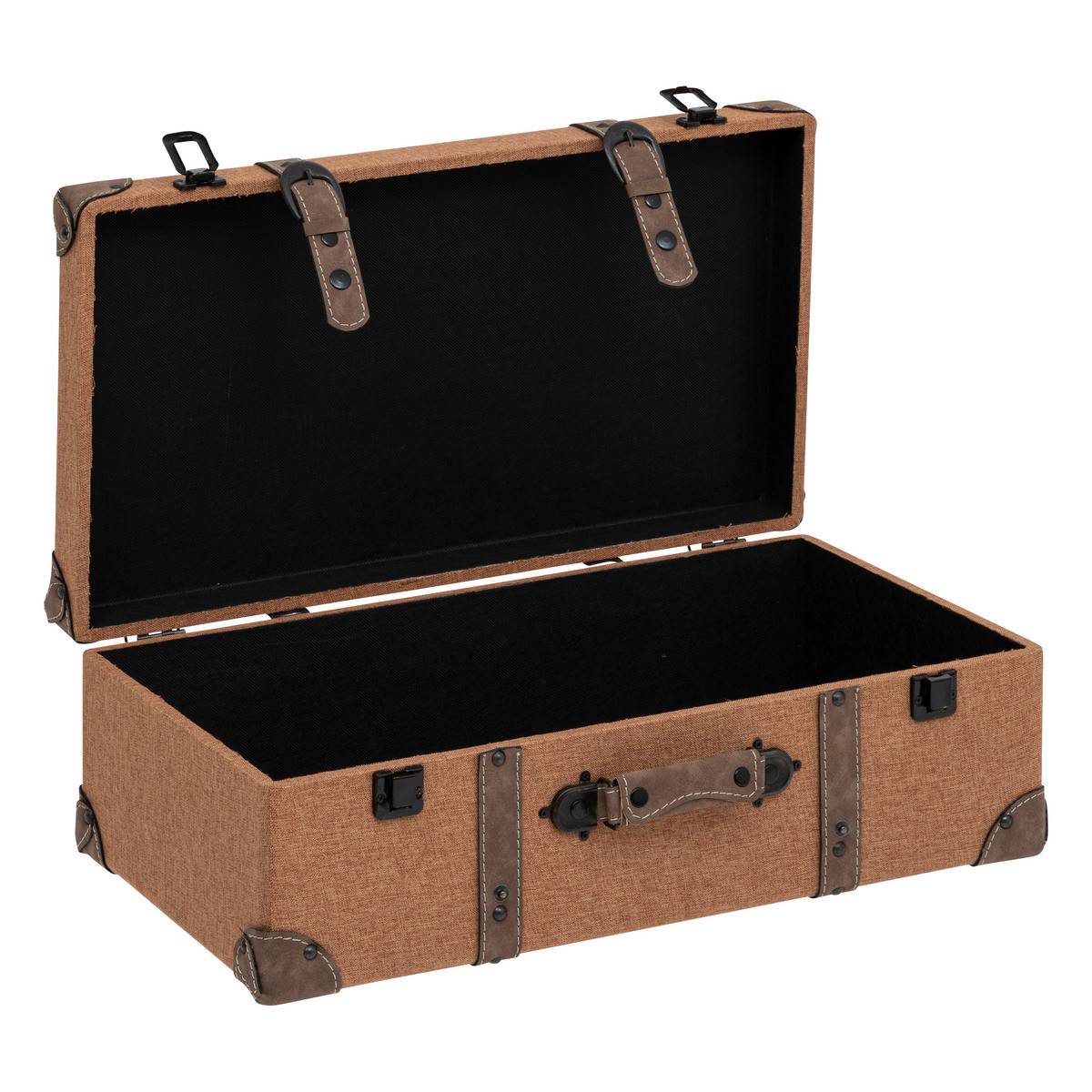 Set de 3 Malles de rangement Marron Caramel style Vintage L 60 L 55 et L 45 cm - Image 8