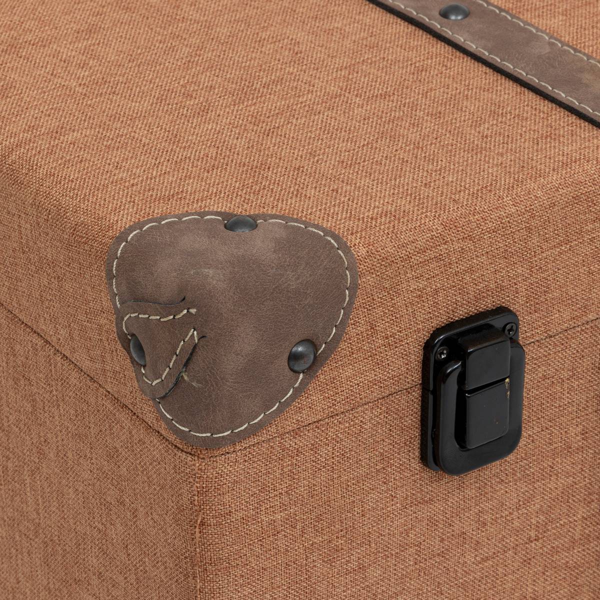Set de 3 Malles de rangement Marron Caramel style Vintage L 60 L 55 et L 45 cm - Image 9
