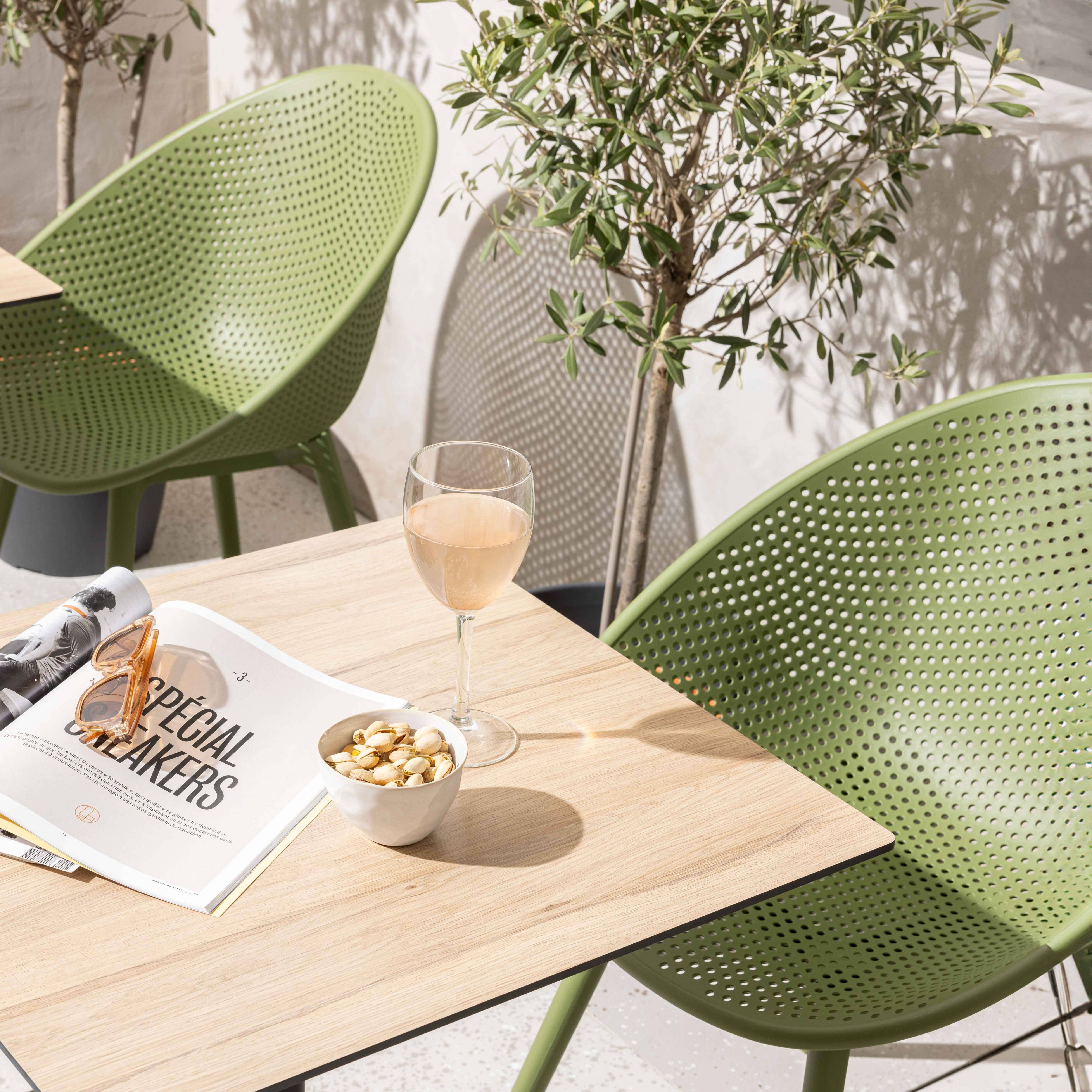 Oviala - Lot de 4 chaises de terrasse en plastique vert olive Buda - Oviala - Image 2
