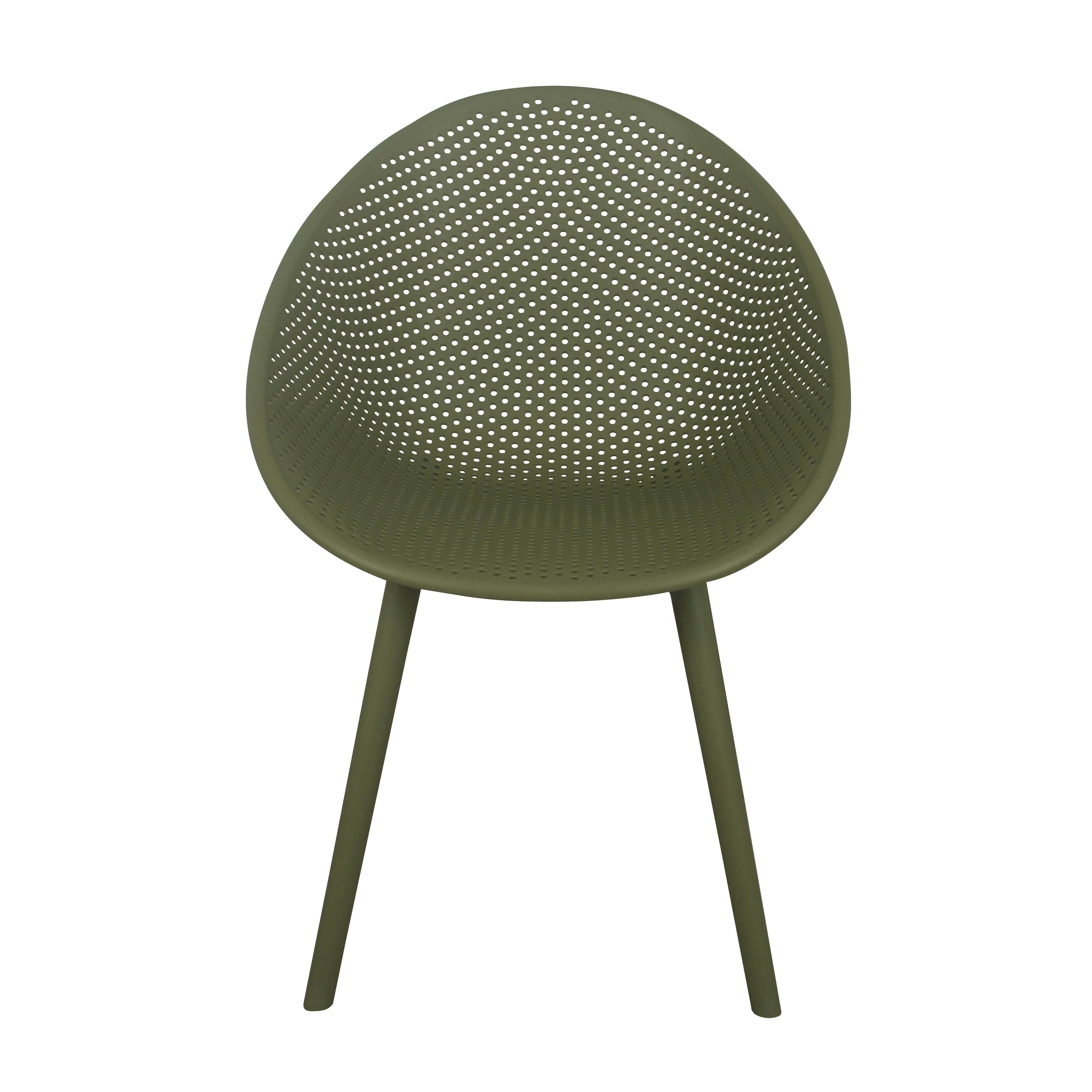 Oviala - Lot de 4 chaises de terrasse en plastique vert olive Buda - Oviala - Image 5