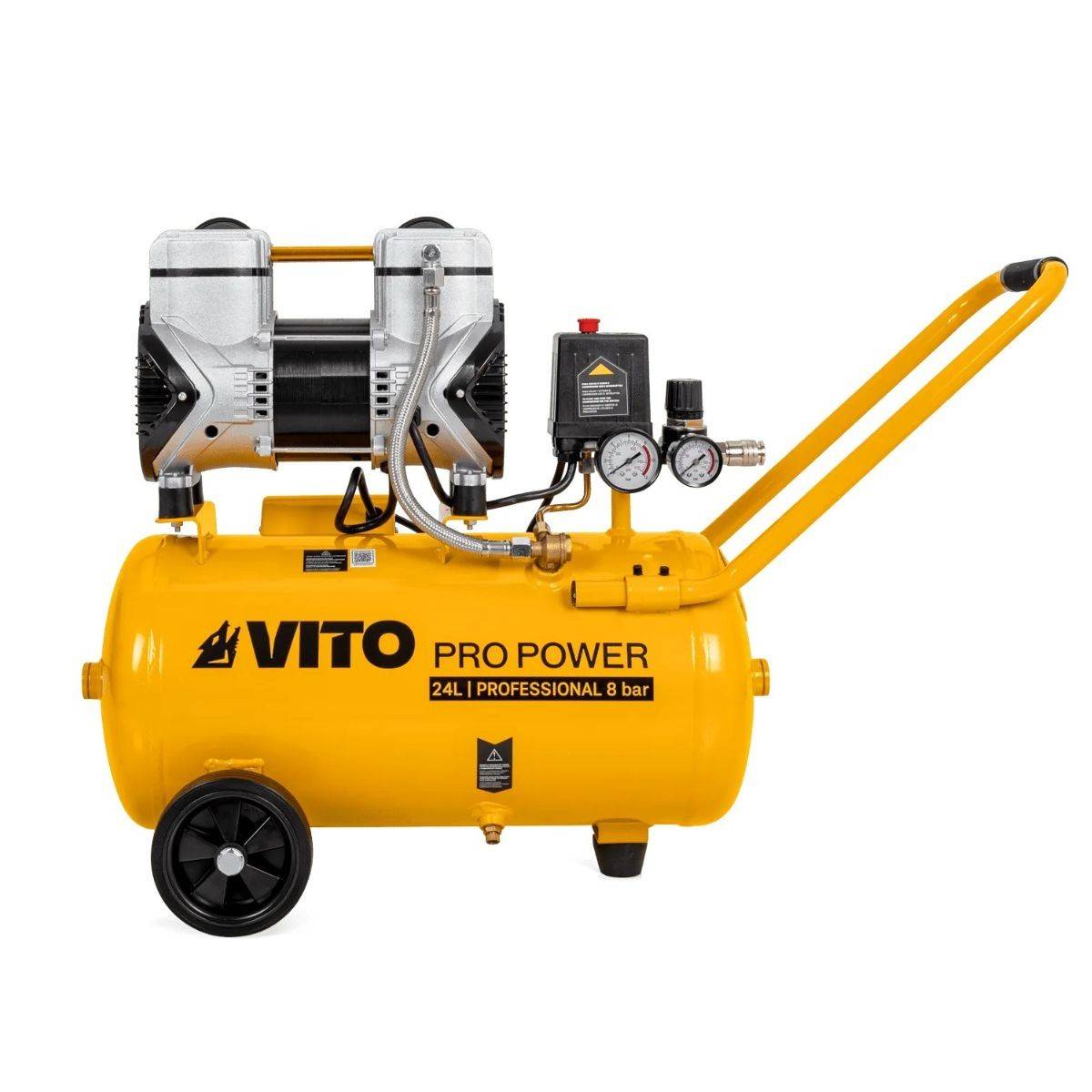 Compresseur à Air Portatif Silencieux 24L 2CV / 1,5 kW Gonfleur Pneus Voiture Chantier Sans huile 8 bar VITO - Image 2