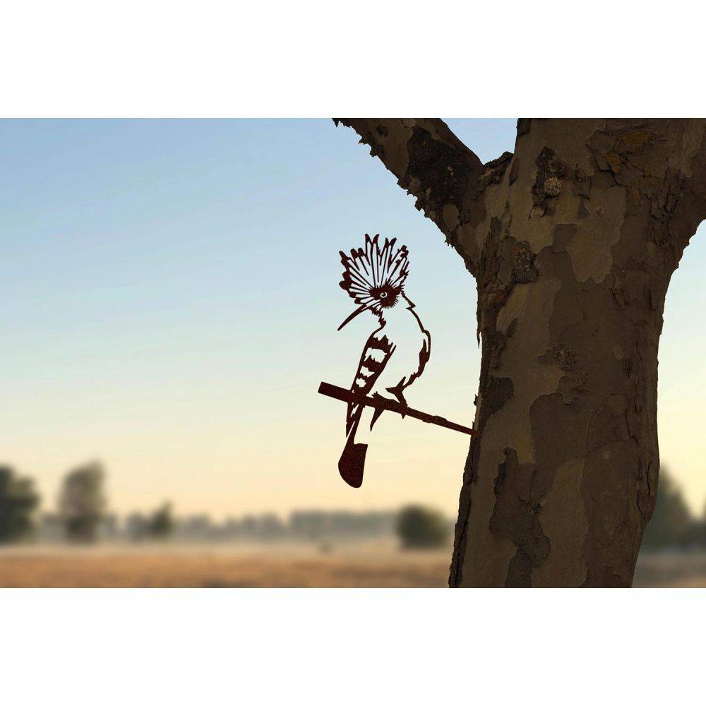 Metalbird - Oiseau sur pique huppe fasciée eurasienne en acier corten - Image 3