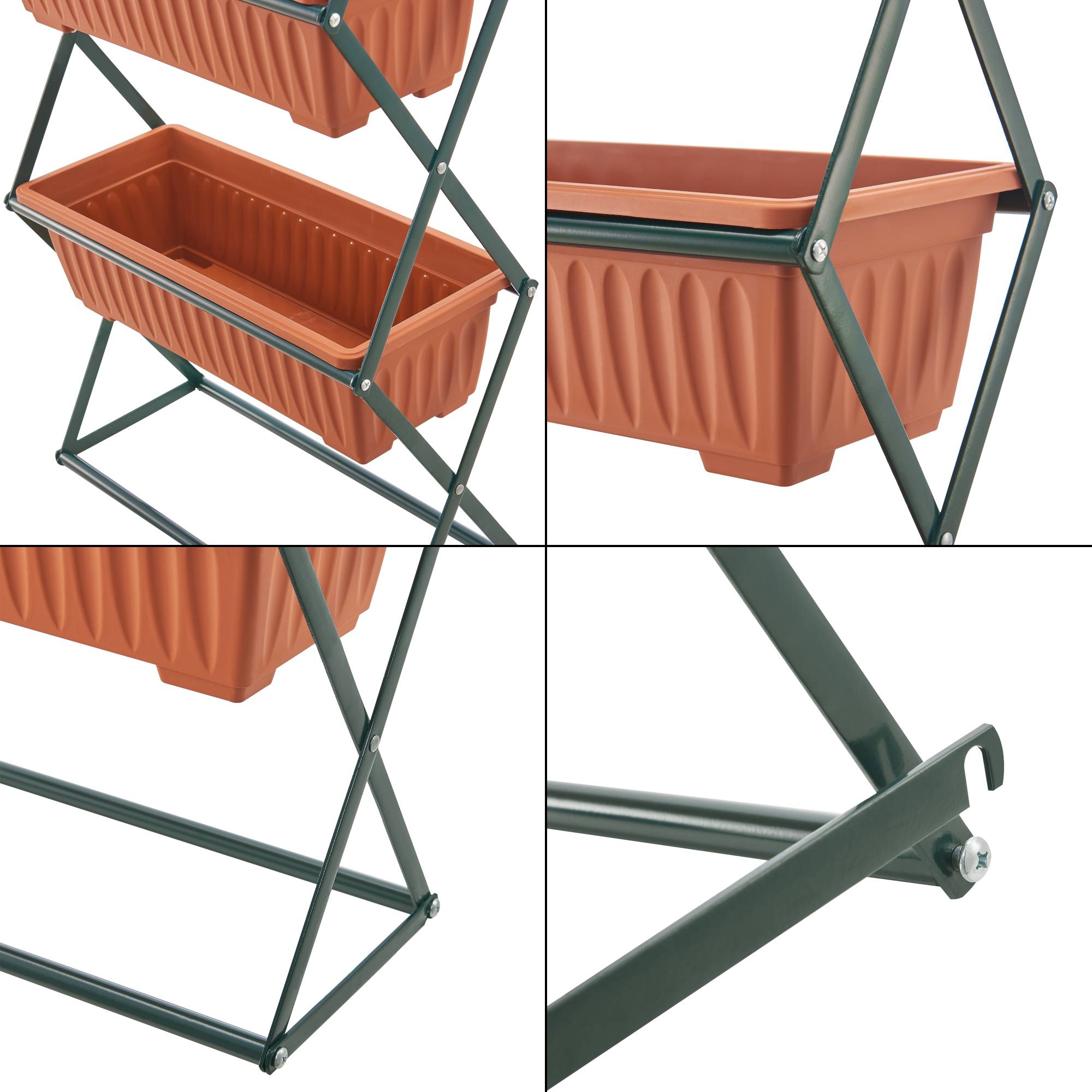 Jardinière verticale Veenendaal à 4 niveaux 51 x 21 x 125 cm vert foncé marron [en.casa] - Image 7